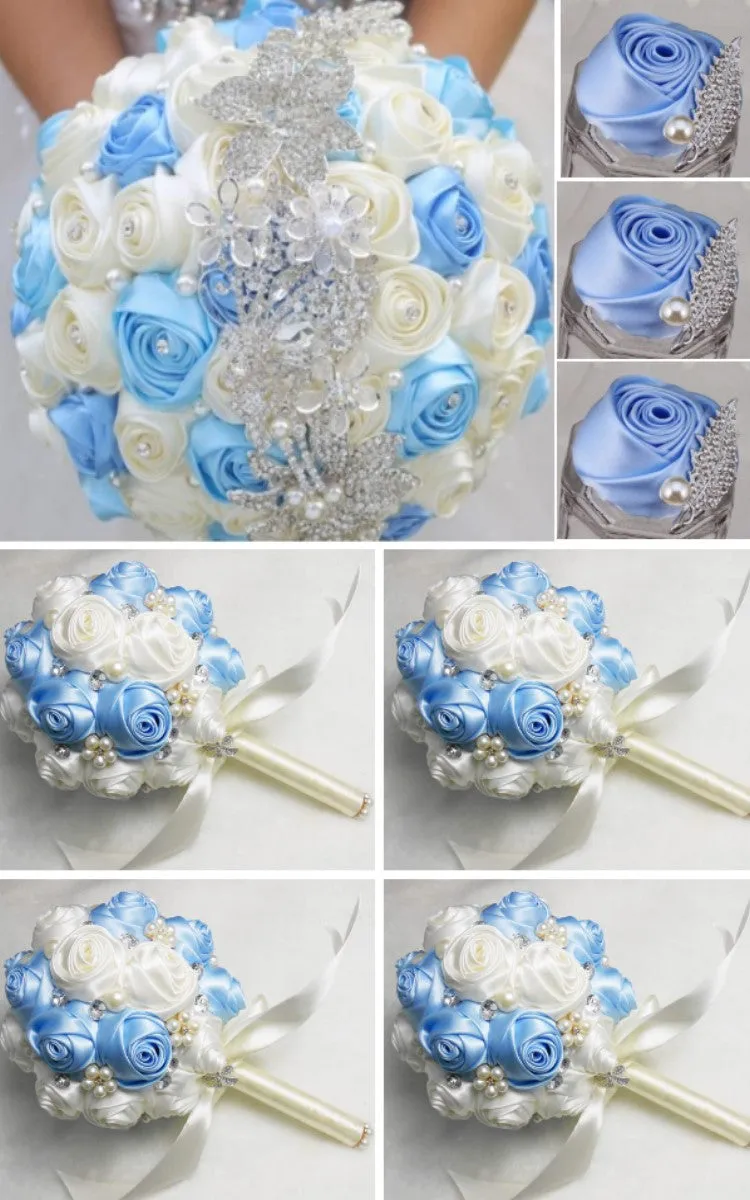 10pcs Satin Rose Brooch Bouquet PACK- 021