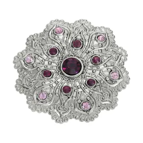 1928 Jewelry Imperial Silver Tone Flower Crystal Brooch