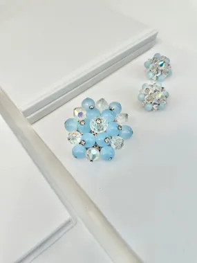 1960's Heiress and her love of the classic brooch, and matching earrings. Oh my! The soft blue with Austrian crystals is truly divine.