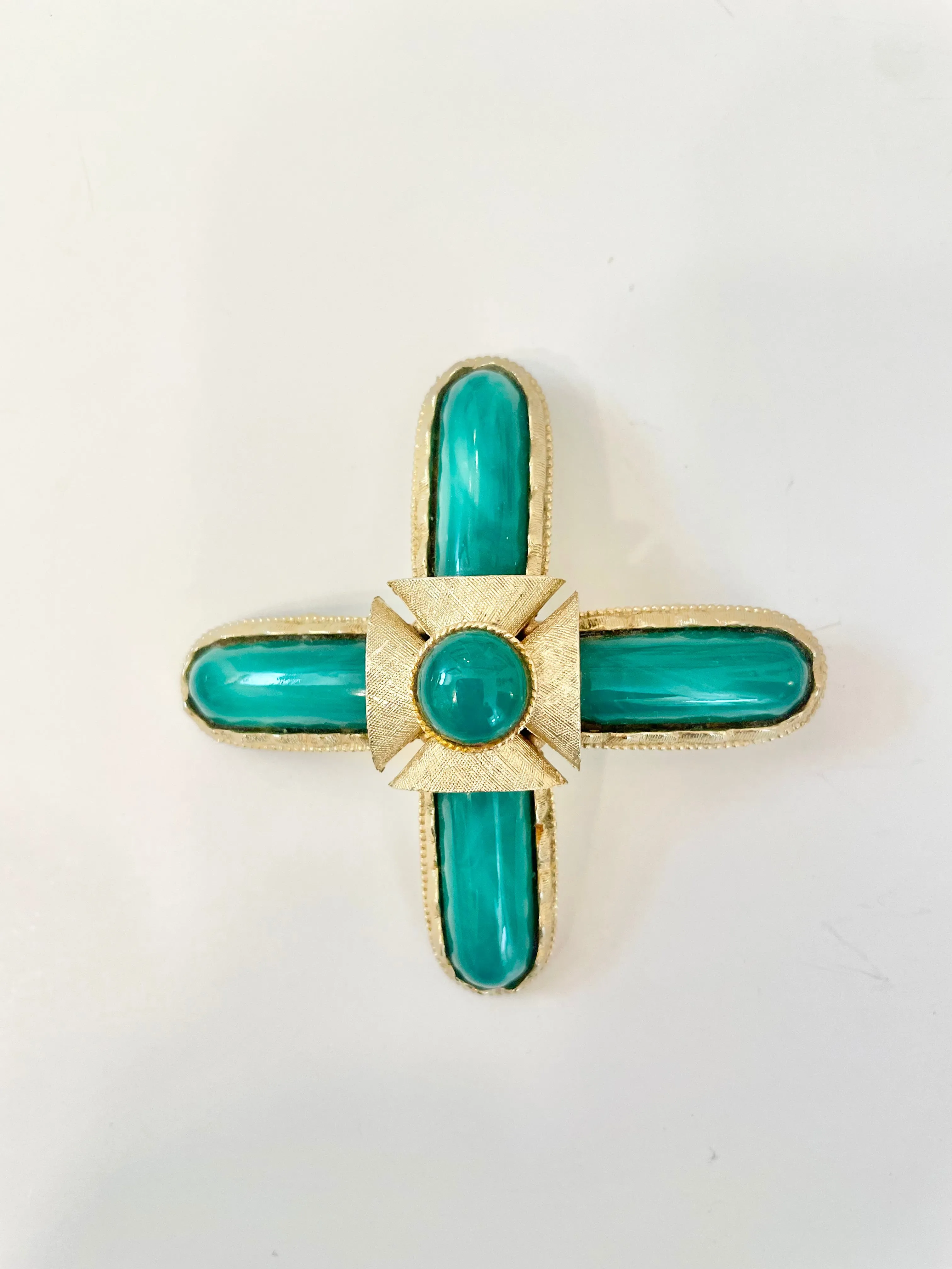 1960's stunning french glass Maltese cross brooch... so lovely