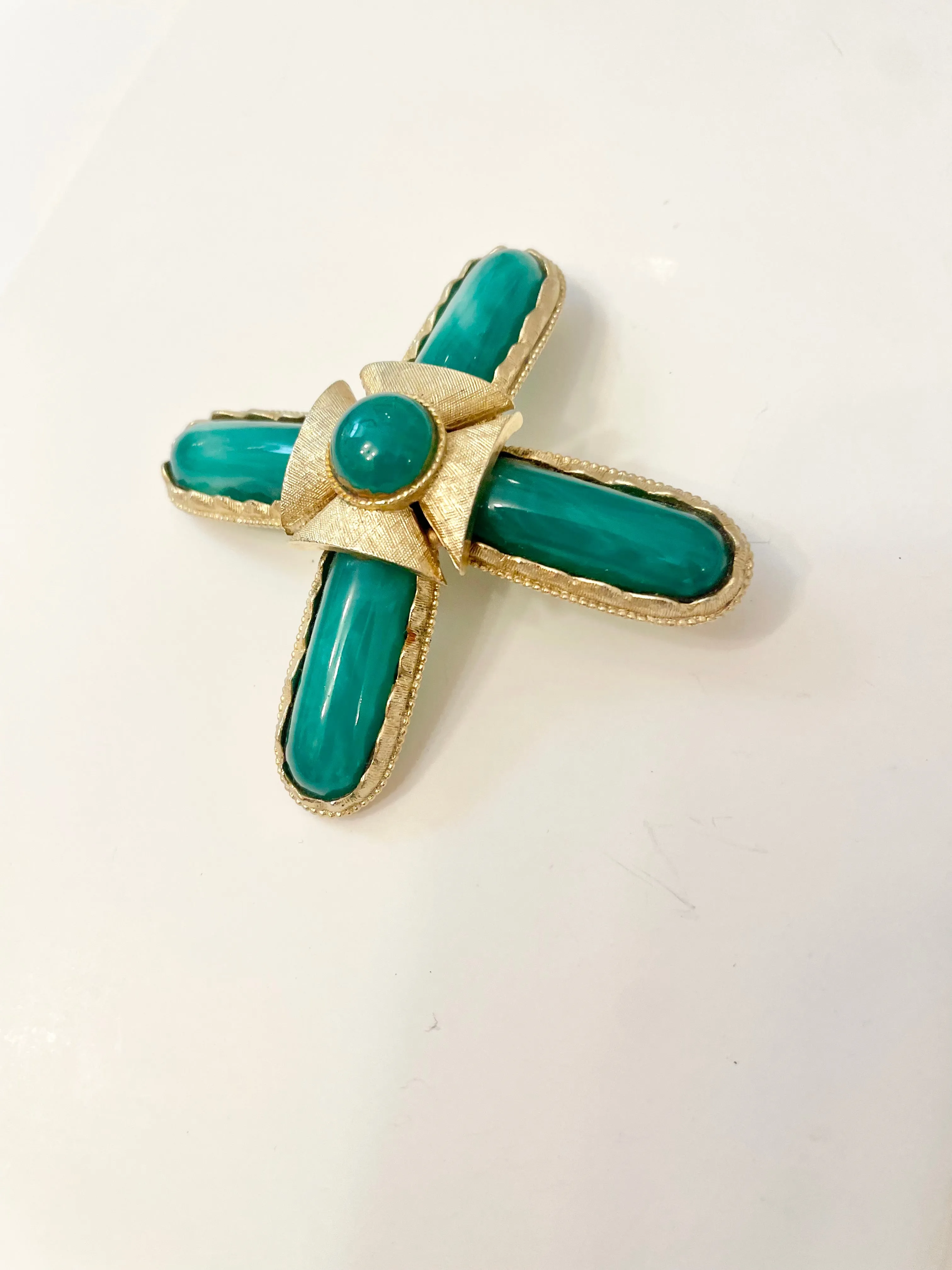 1960's stunning french glass Maltese cross brooch... so lovely