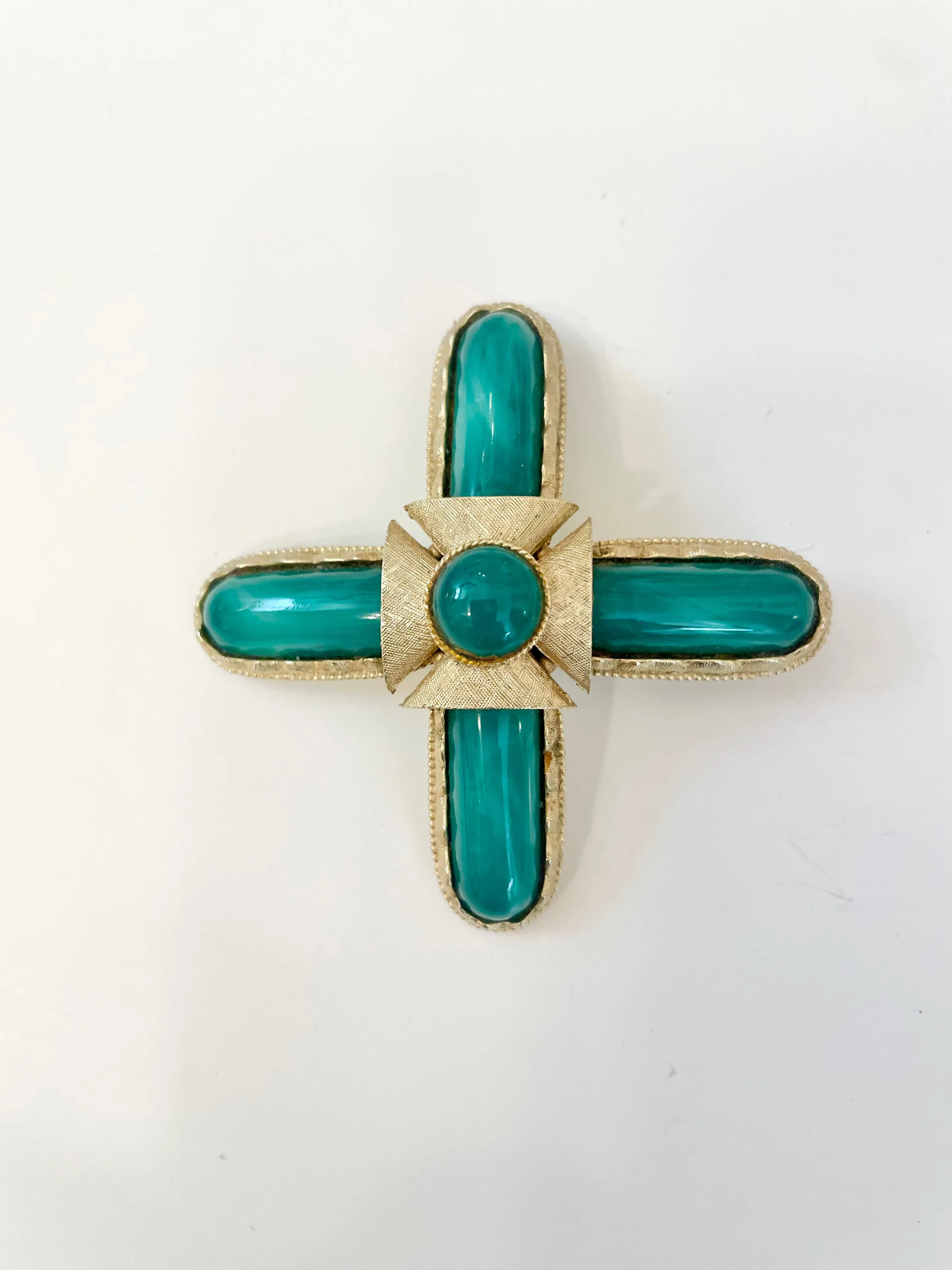 1960's stunning french glass Maltese cross brooch... so lovely