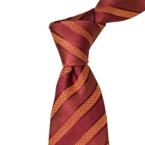 8cm Woven Orange Red Striped Necktie J