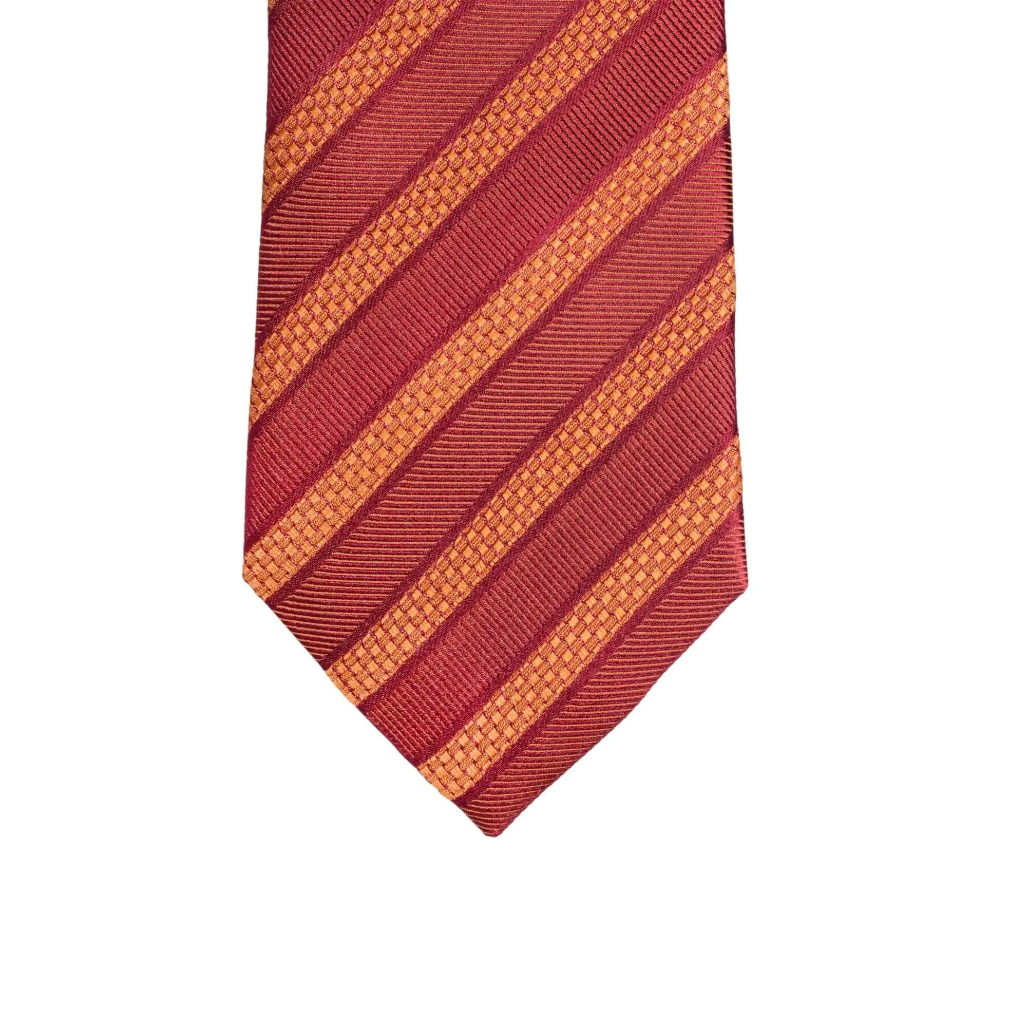 8cm Woven Orange Red Striped Necktie J