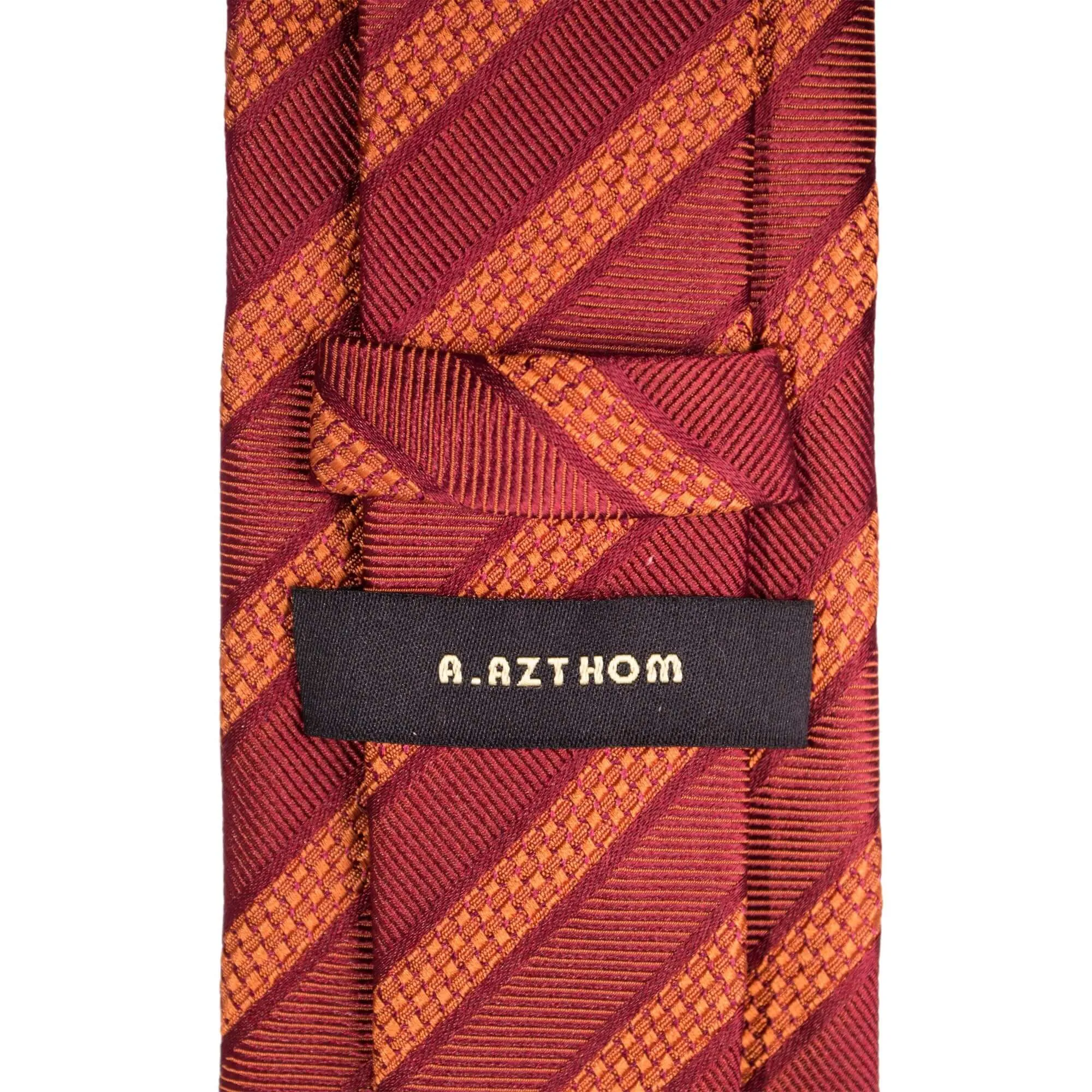 8cm Woven Orange Red Striped Necktie J