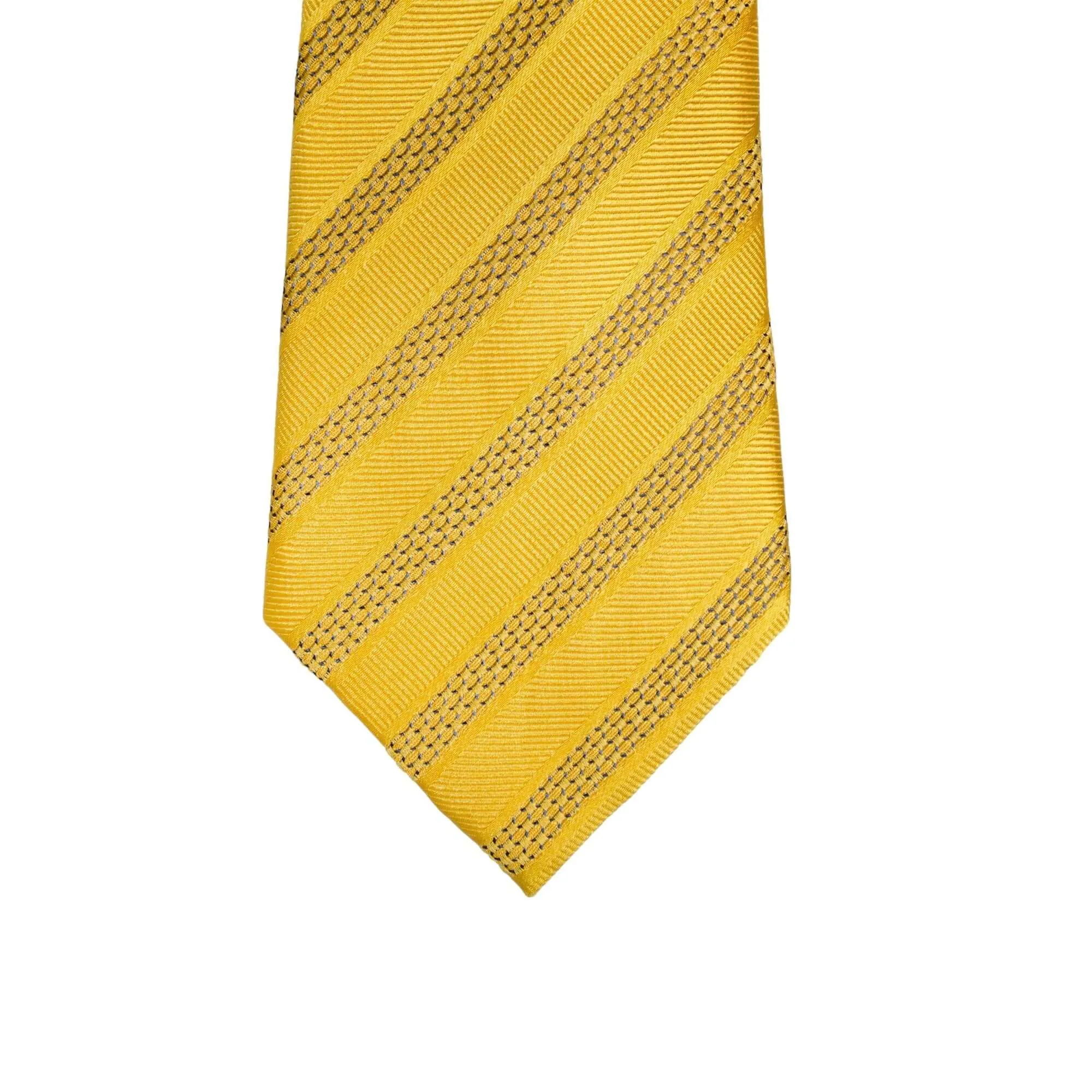 8cm Woven Striped Necktie in Yellow J