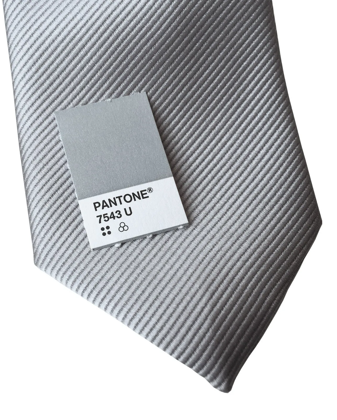 Aluminum Grey Necktie. Solid Color Fine-Stripe Tie, No Print