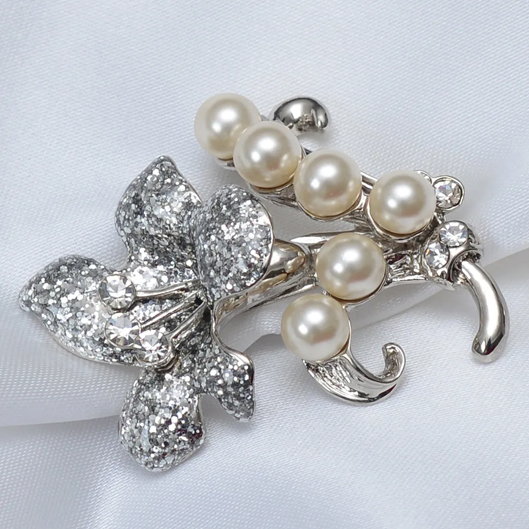 An Enchanting Diamond and Pearl Floral Brooch