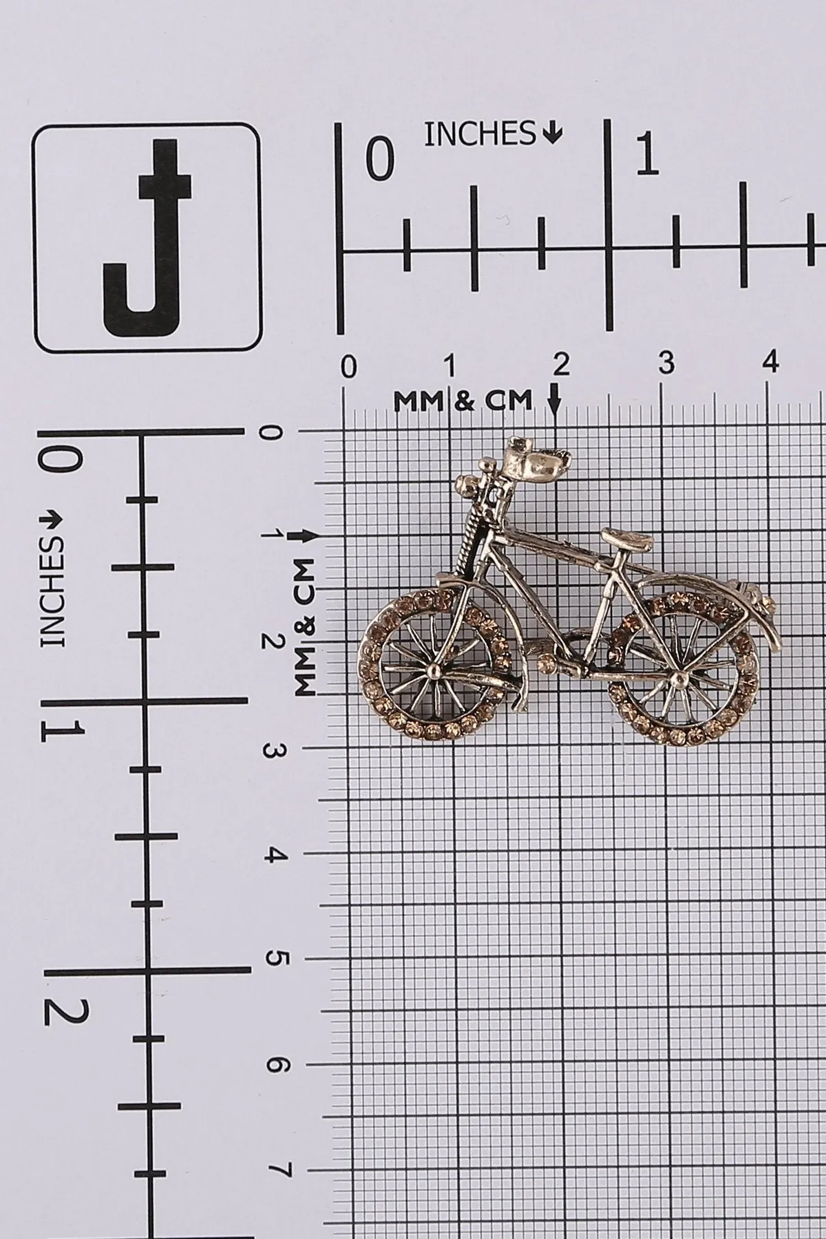 Antique Brass Tone Diamond Bicycle Brooch Pin