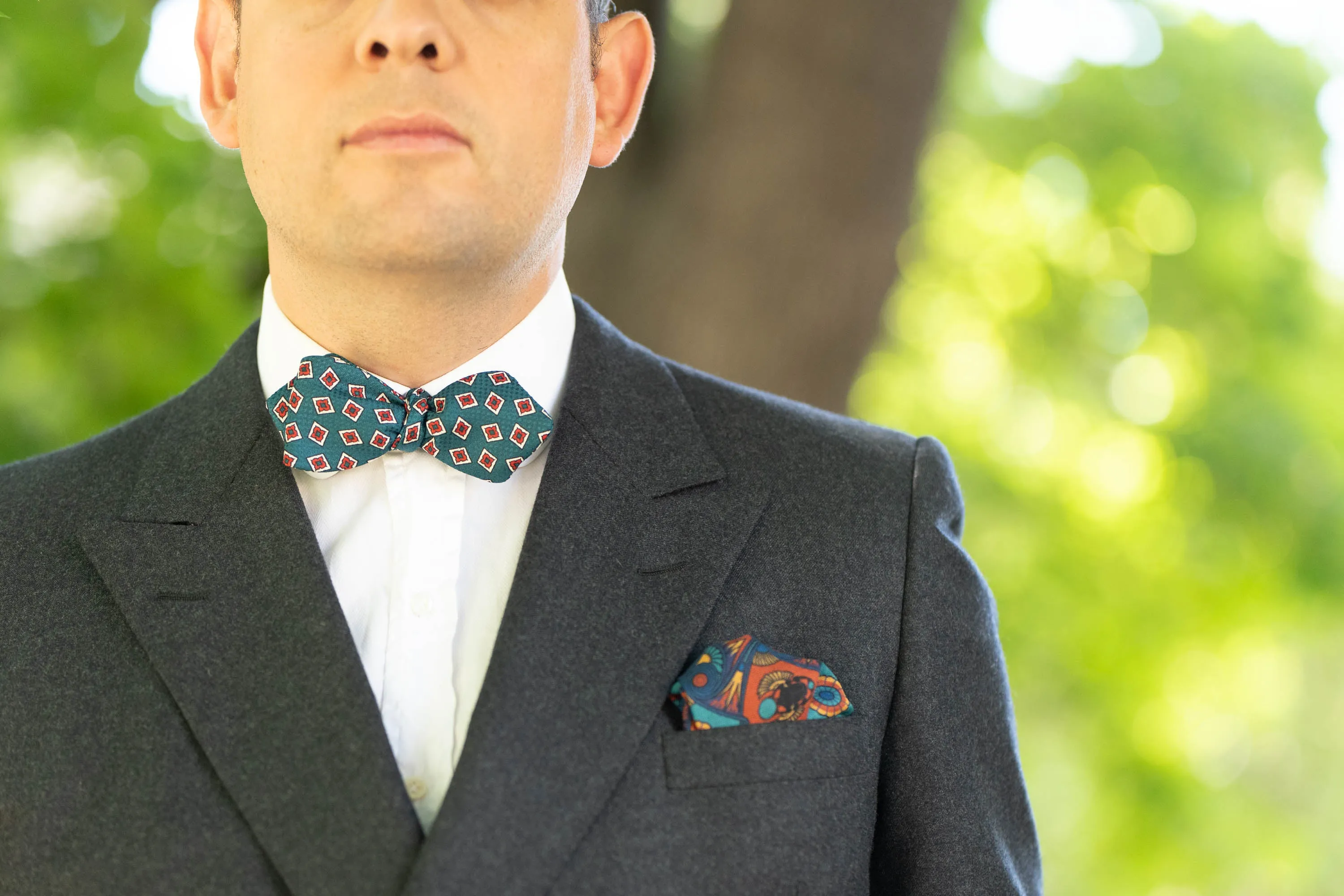 Aqua Green Jacquard Woven Bow Tie