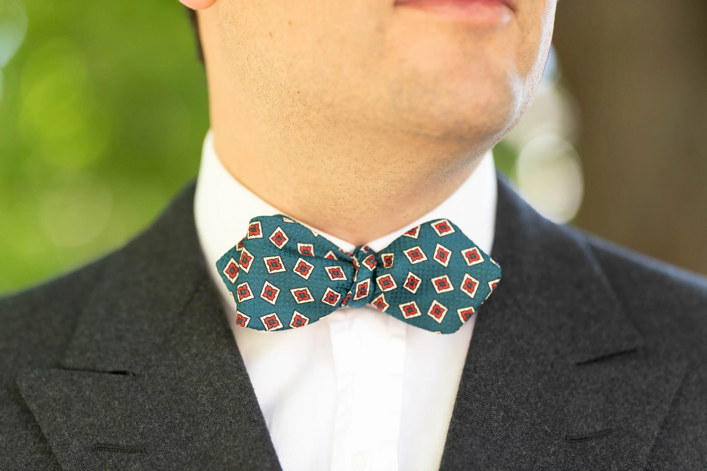 Aqua Green Jacquard Woven Bow Tie