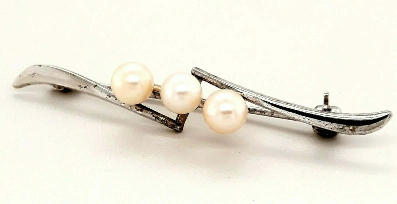 Authentic Mikimoto Pearl Sterling Silver Brooch