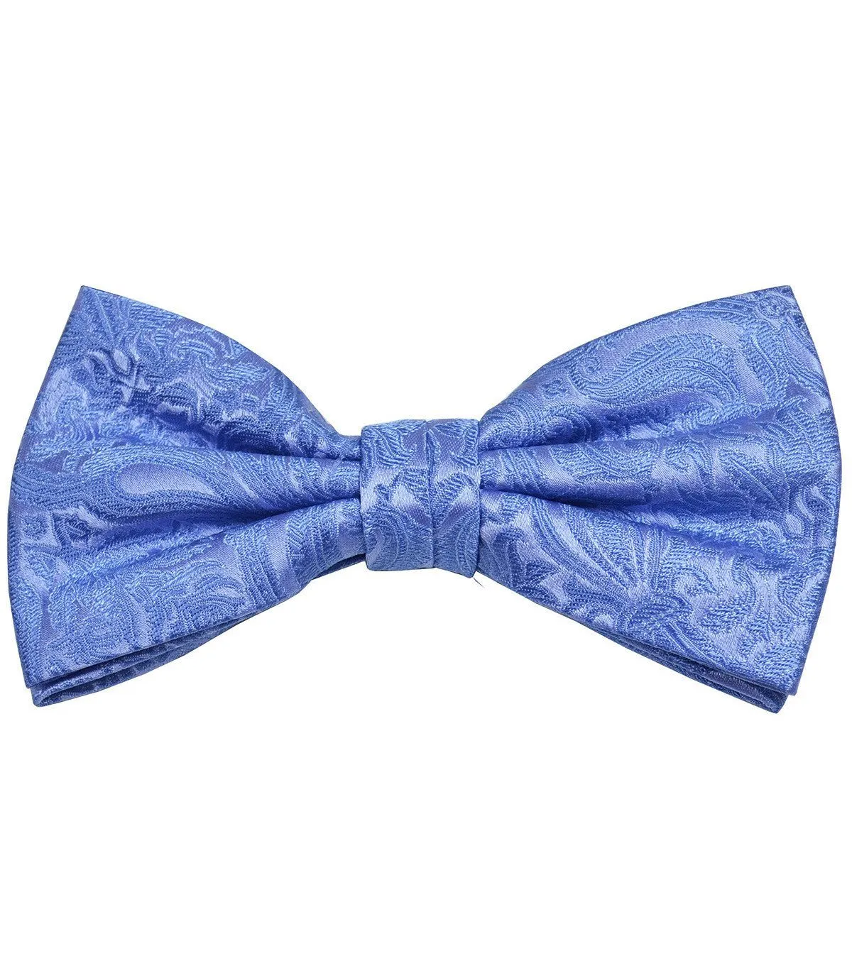 Azure Blue Paisley Silk Bow Tie