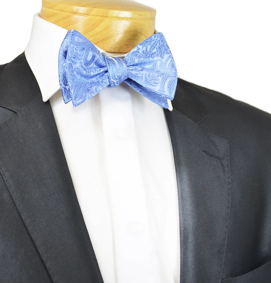 Azure Blue Paisley Silk Bow Tie