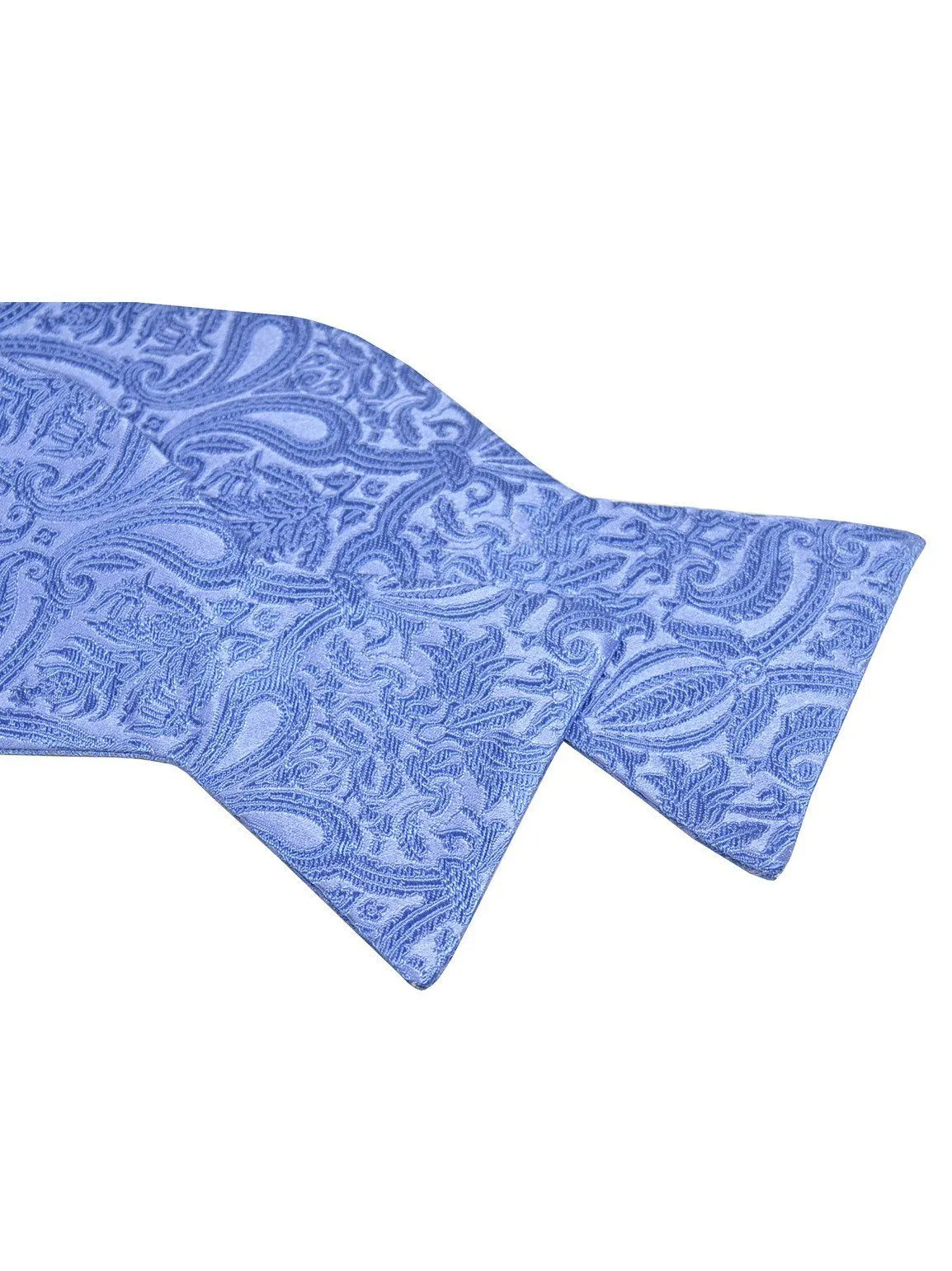 Azure Blue Paisley Silk Bow Tie