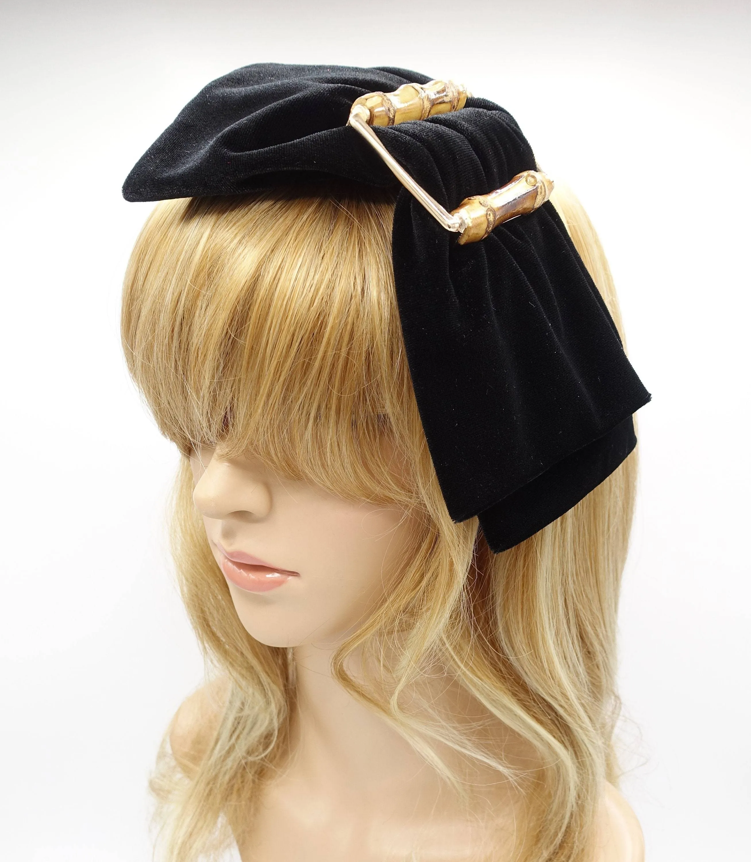 bamboo buckle velvet headband hair bow luxury style hair accessory for women