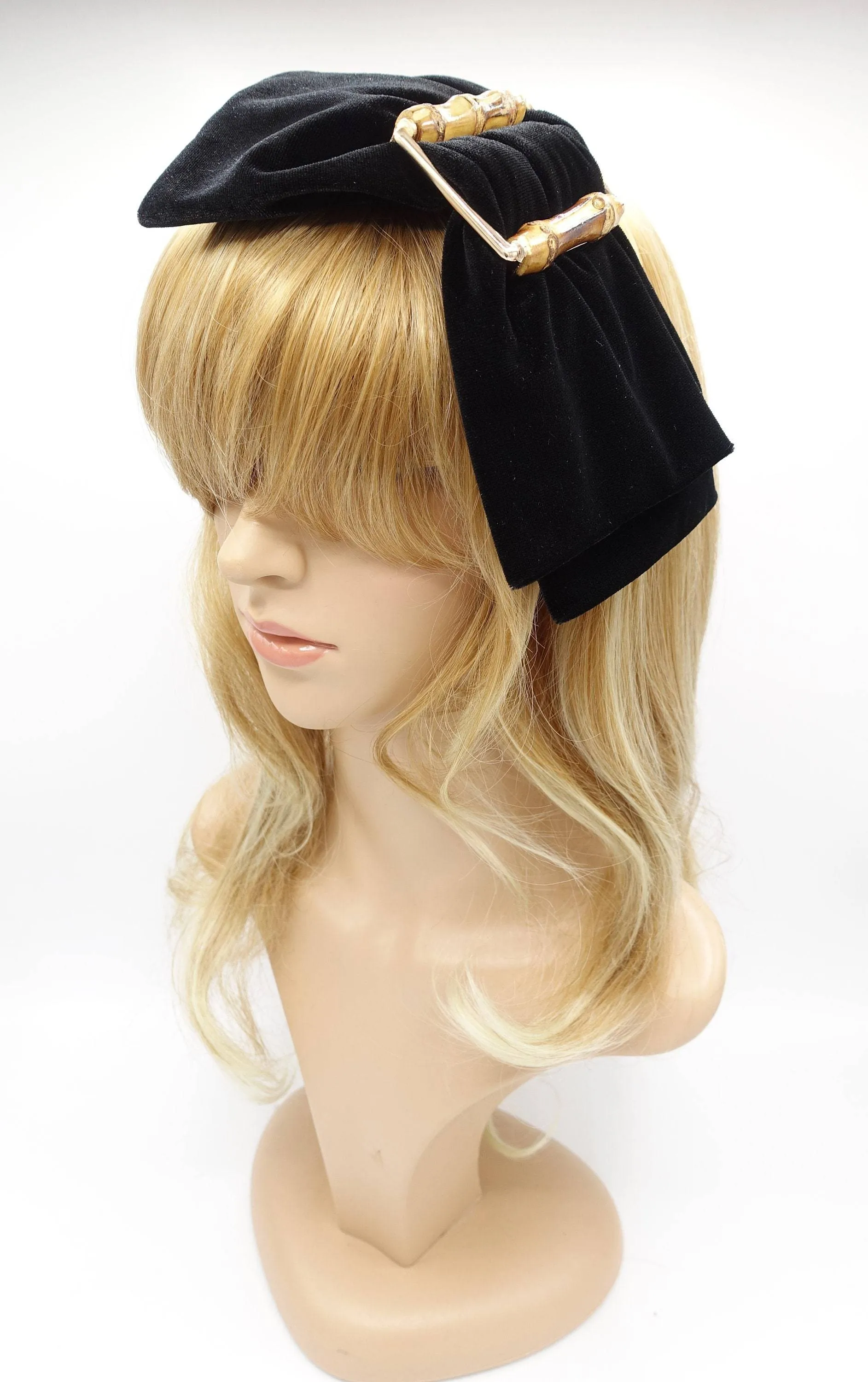 bamboo buckle velvet headband hair bow luxury style hair accessory for women