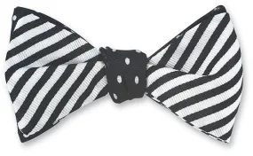 Black and White Striped Bow Tie with Windsor Dots - B710/2542