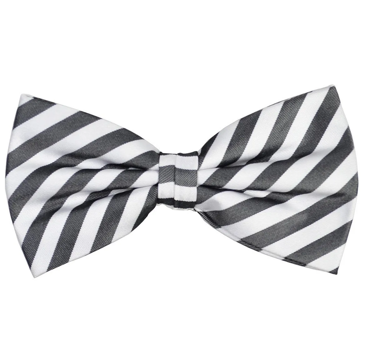 Black and White Striped Silk Bow Tie