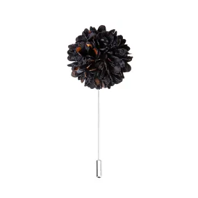 Black Golden Floral Lapel Pin