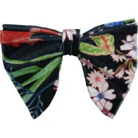 Black Green Red Floral Velvet Butterfly Tear Drop Bowtie