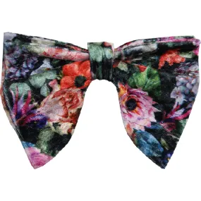 Black Multi-Color Floral Velvet Butterfly Tear Drop Bowtie