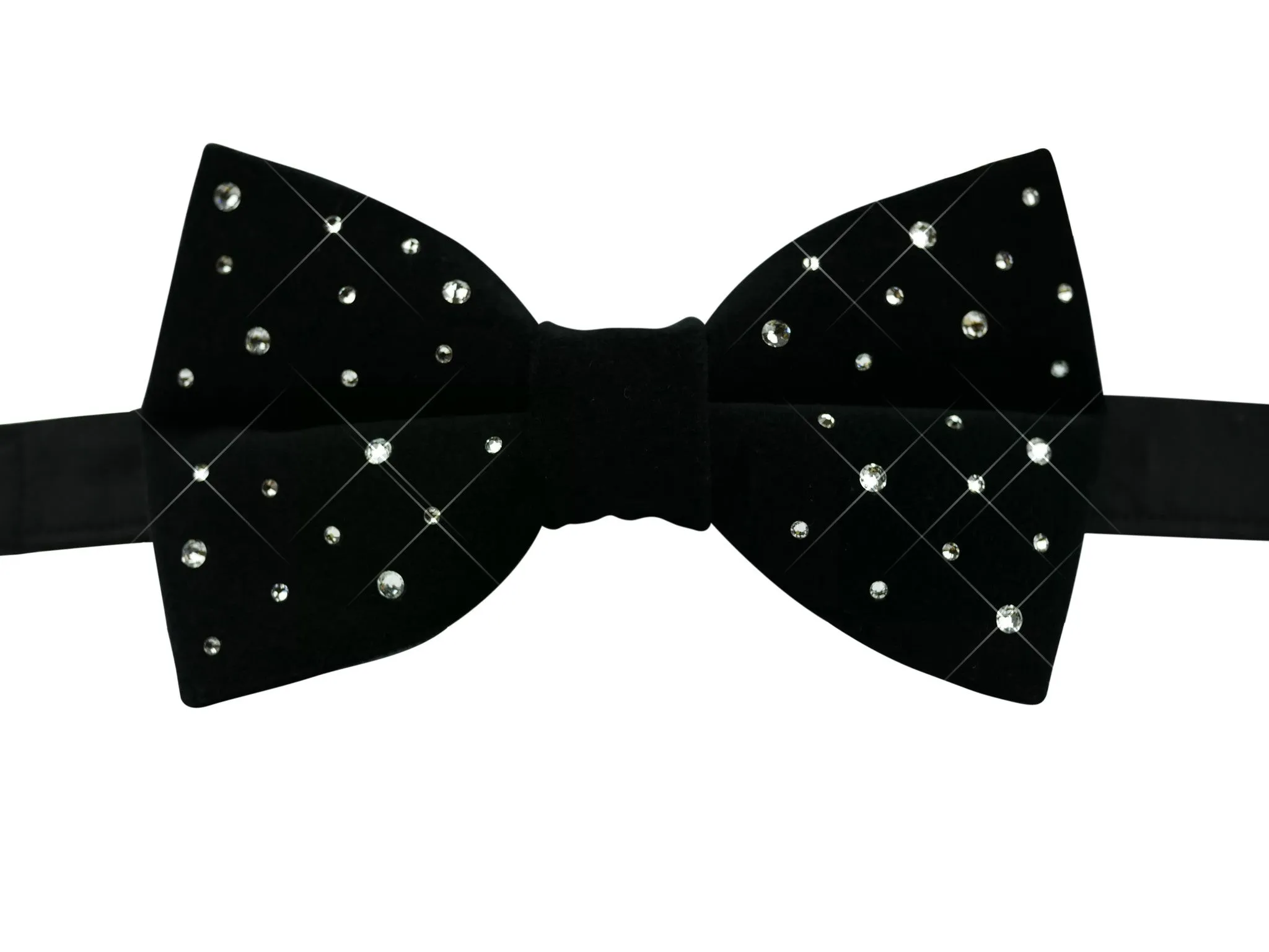 Black Velvet & Crystal Bow Tie