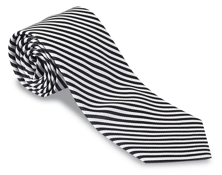 Black/White Sherman Striped Necktie - F2542