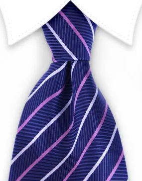 Blue, Pink, White Striped 4" Wide Tie