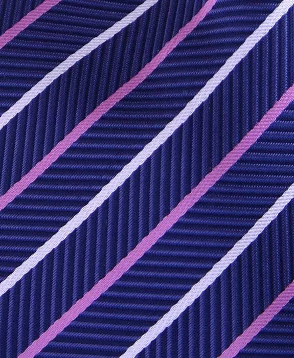 Blue, Pink, White Striped 4" Wide Tie