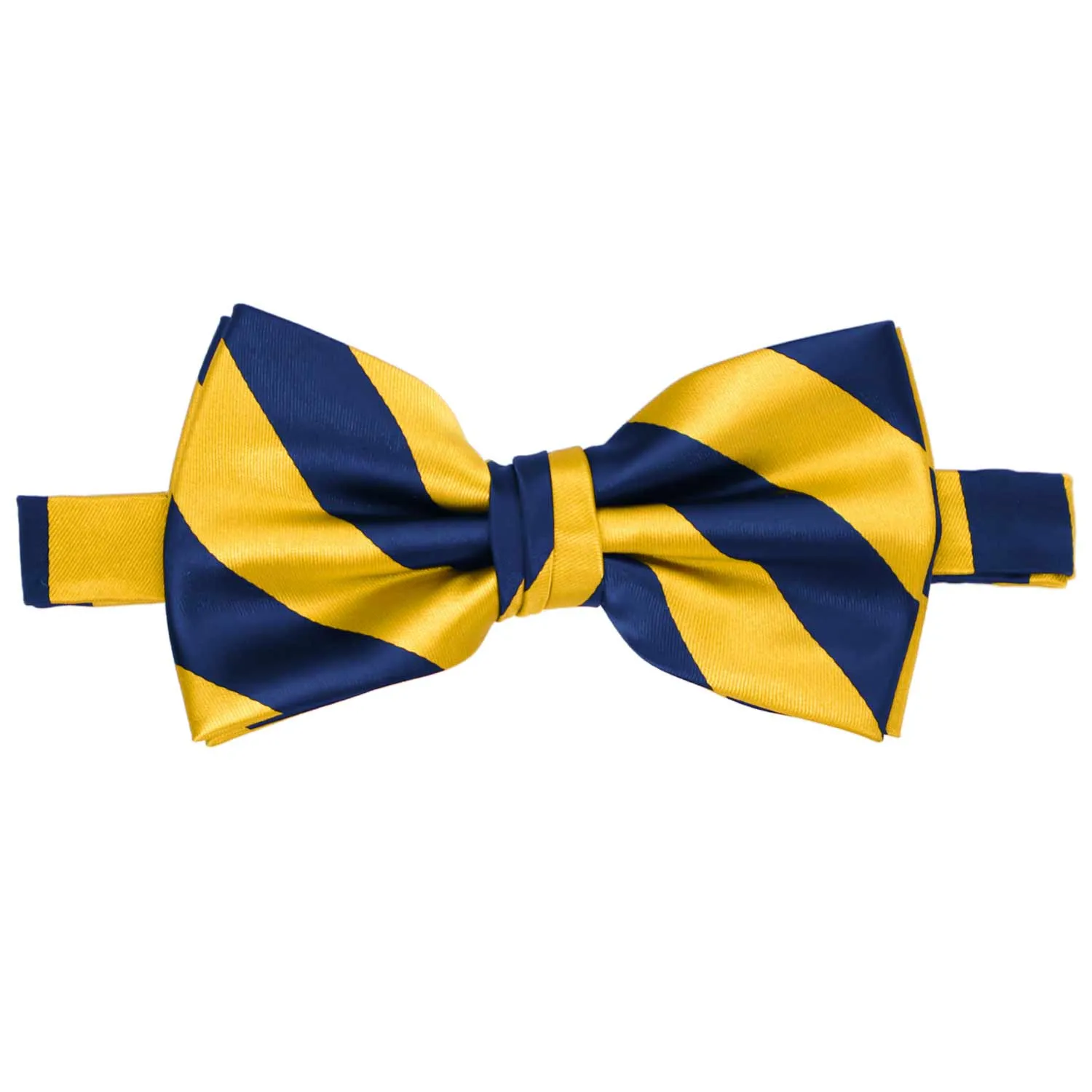 Blue Velvet and Golden Yellow Striped Bow Tie