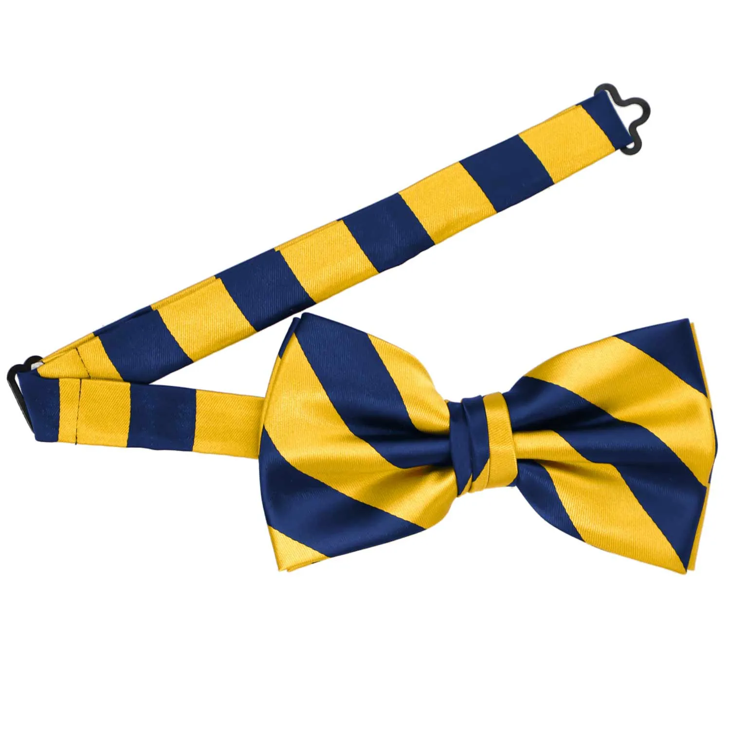 Blue Velvet and Golden Yellow Striped Bow Tie