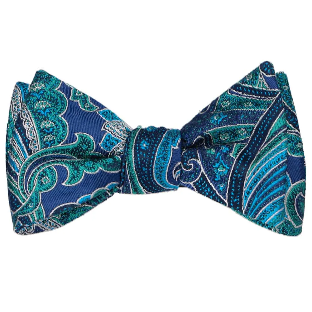 Blue Velvet Sergeant Paisley Silk Self-Tie Bow Tie