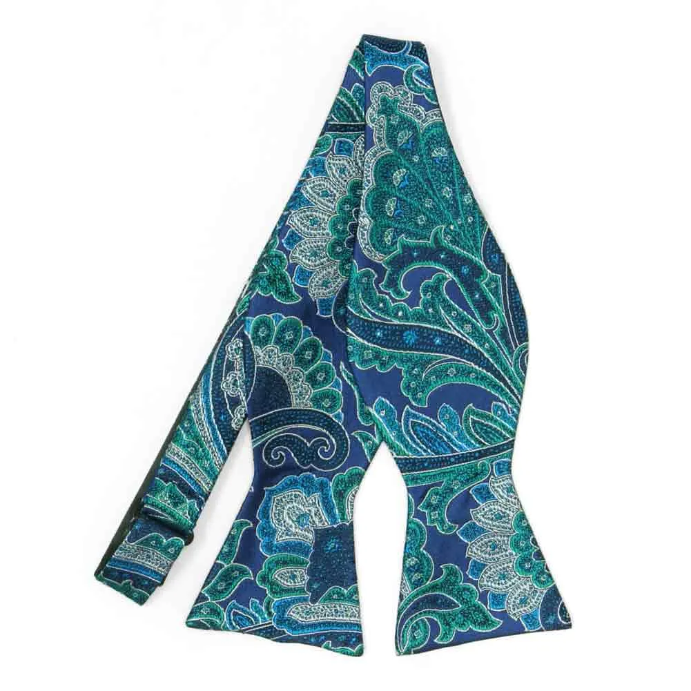 Blue Velvet Sergeant Paisley Silk Self-Tie Bow Tie