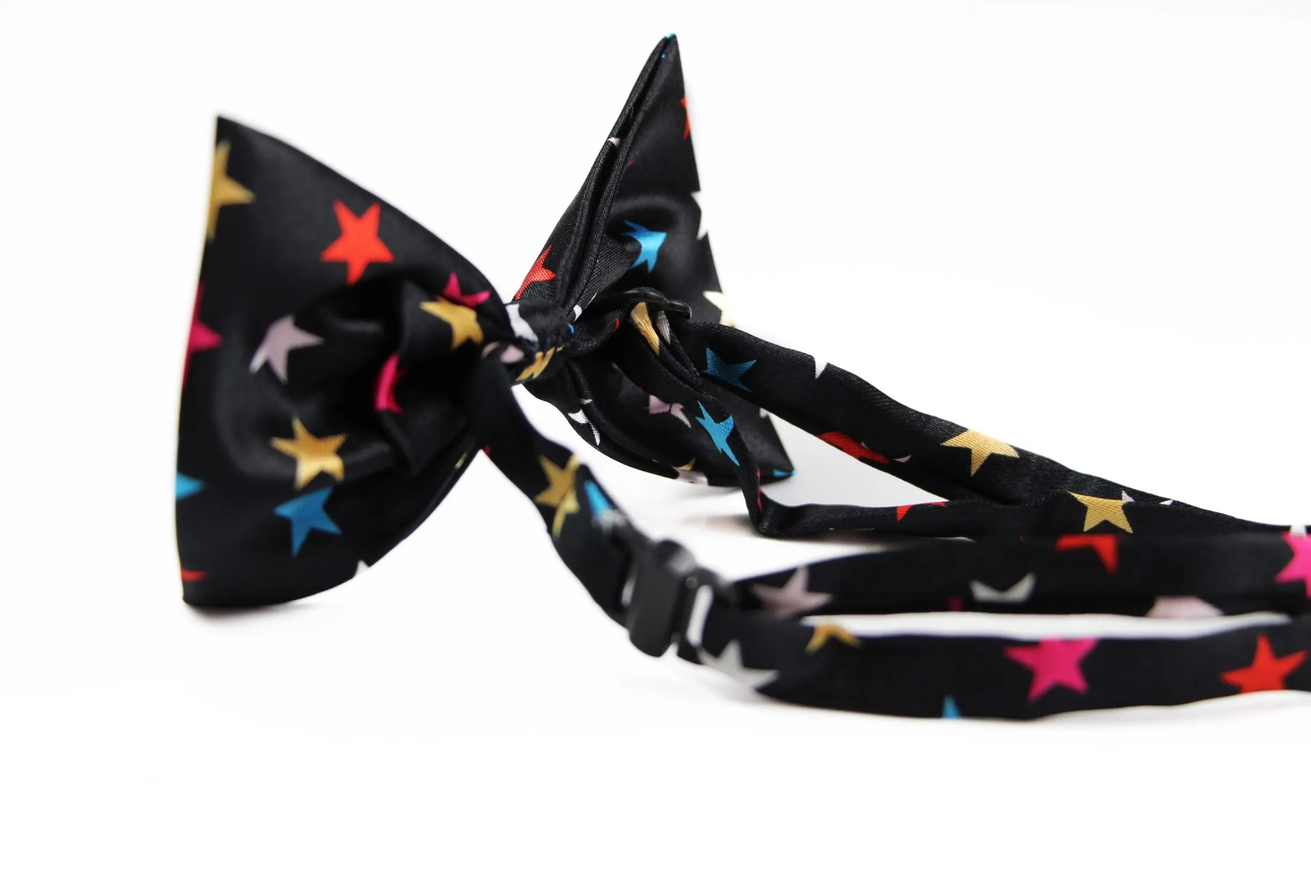 Boys Black With Multicoloured Stars Patterned Bow Tie