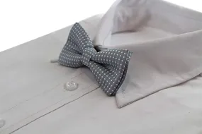 Boys Grey Bow Tie With White Polka Dots