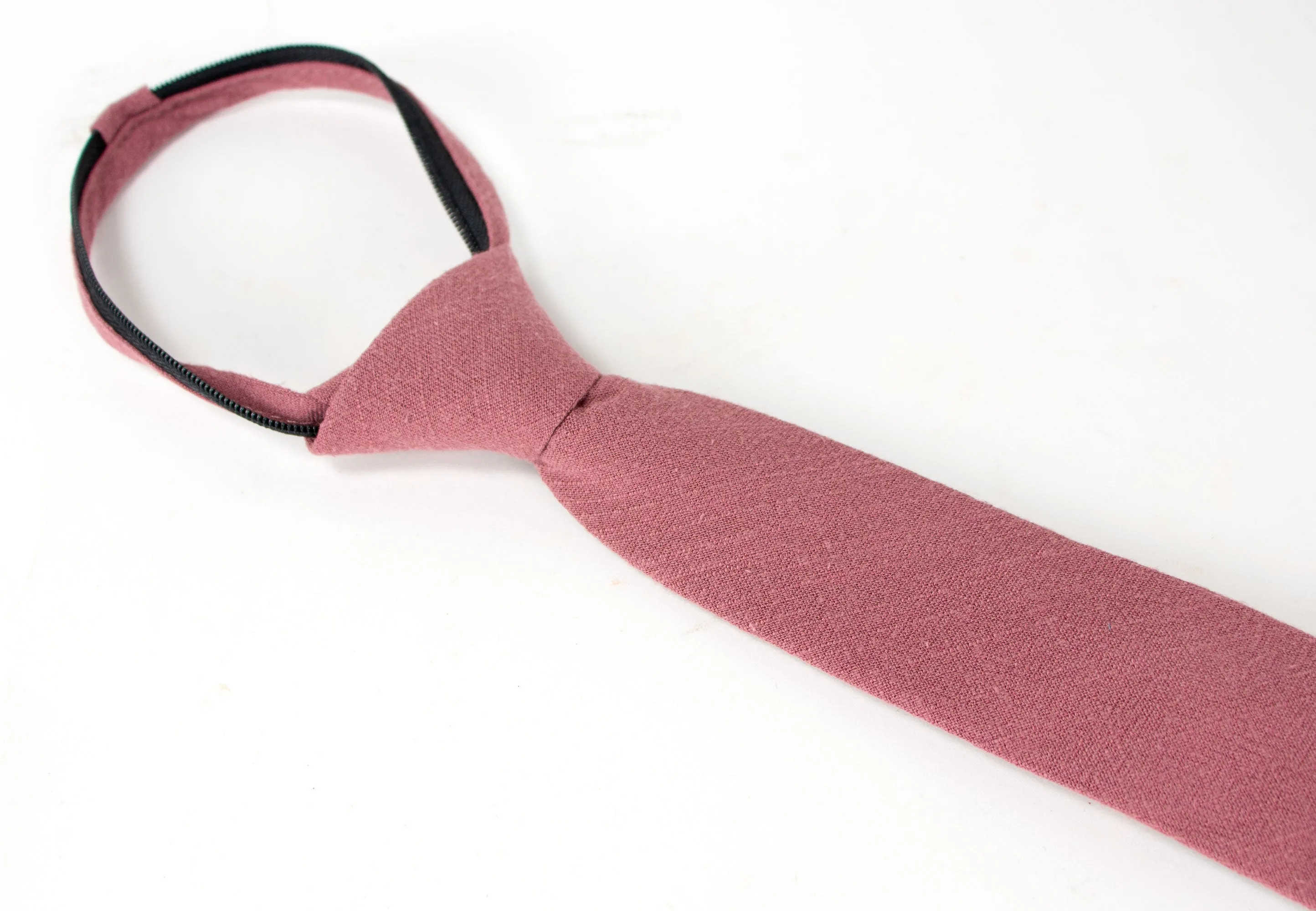 Boys' Linen Blend Zipper Necktie