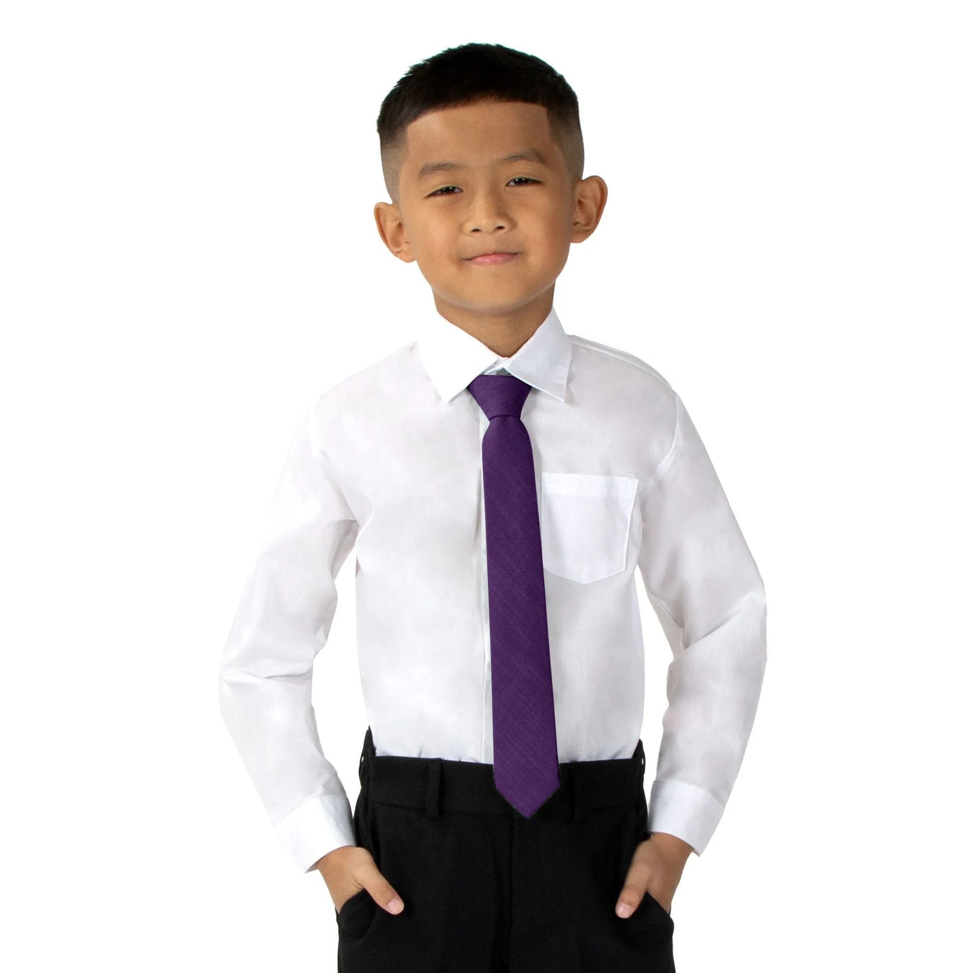 Boys' Linen Blend Zipper Necktie