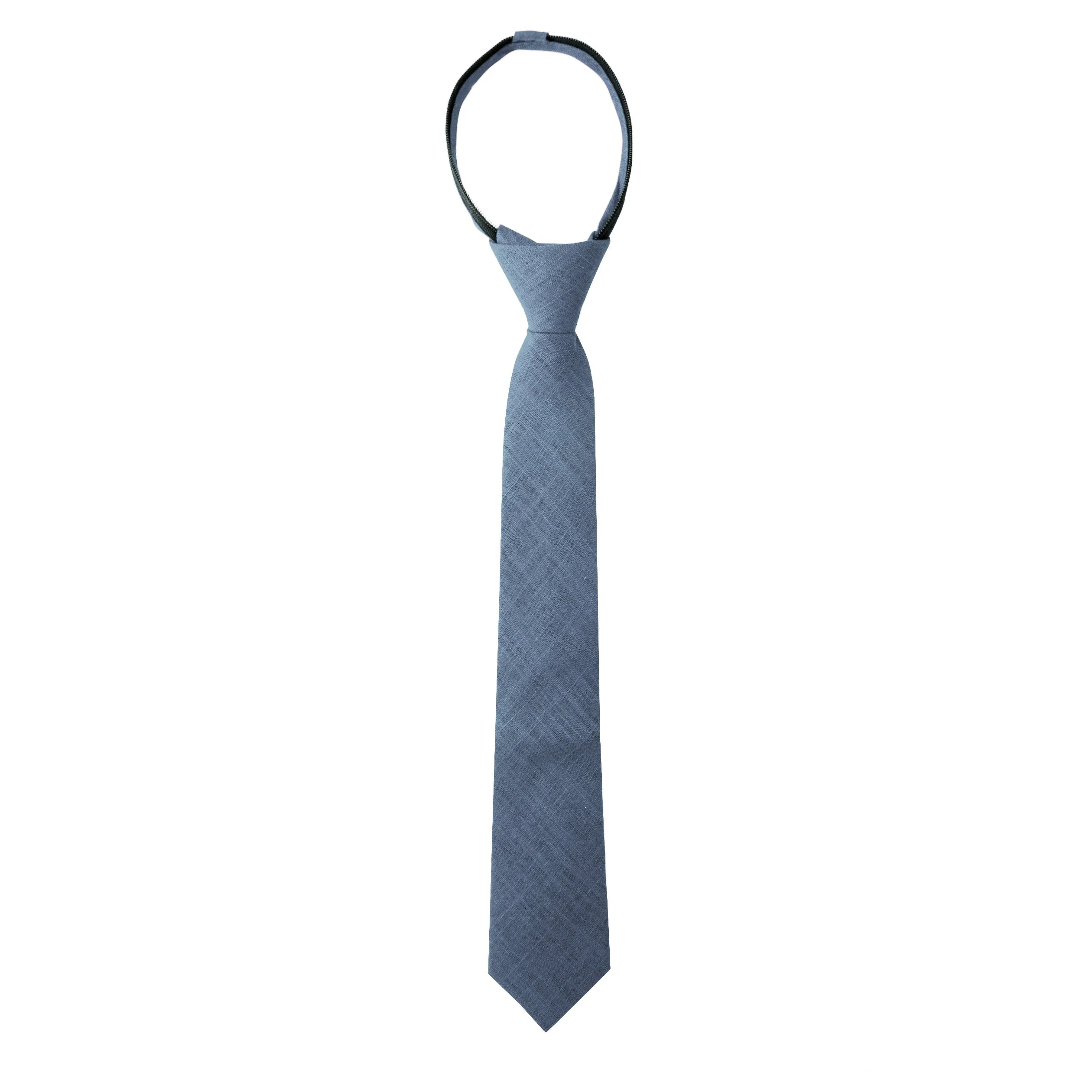 Boys' Linen Blend Zipper Necktie