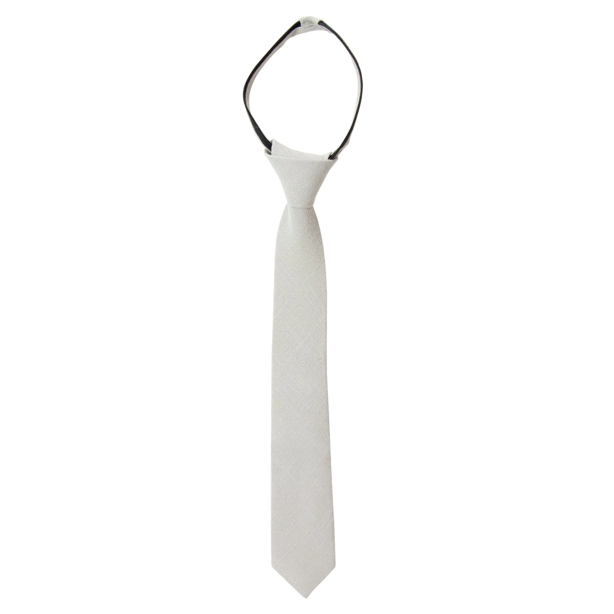 Boys' Linen Blend Zipper Necktie