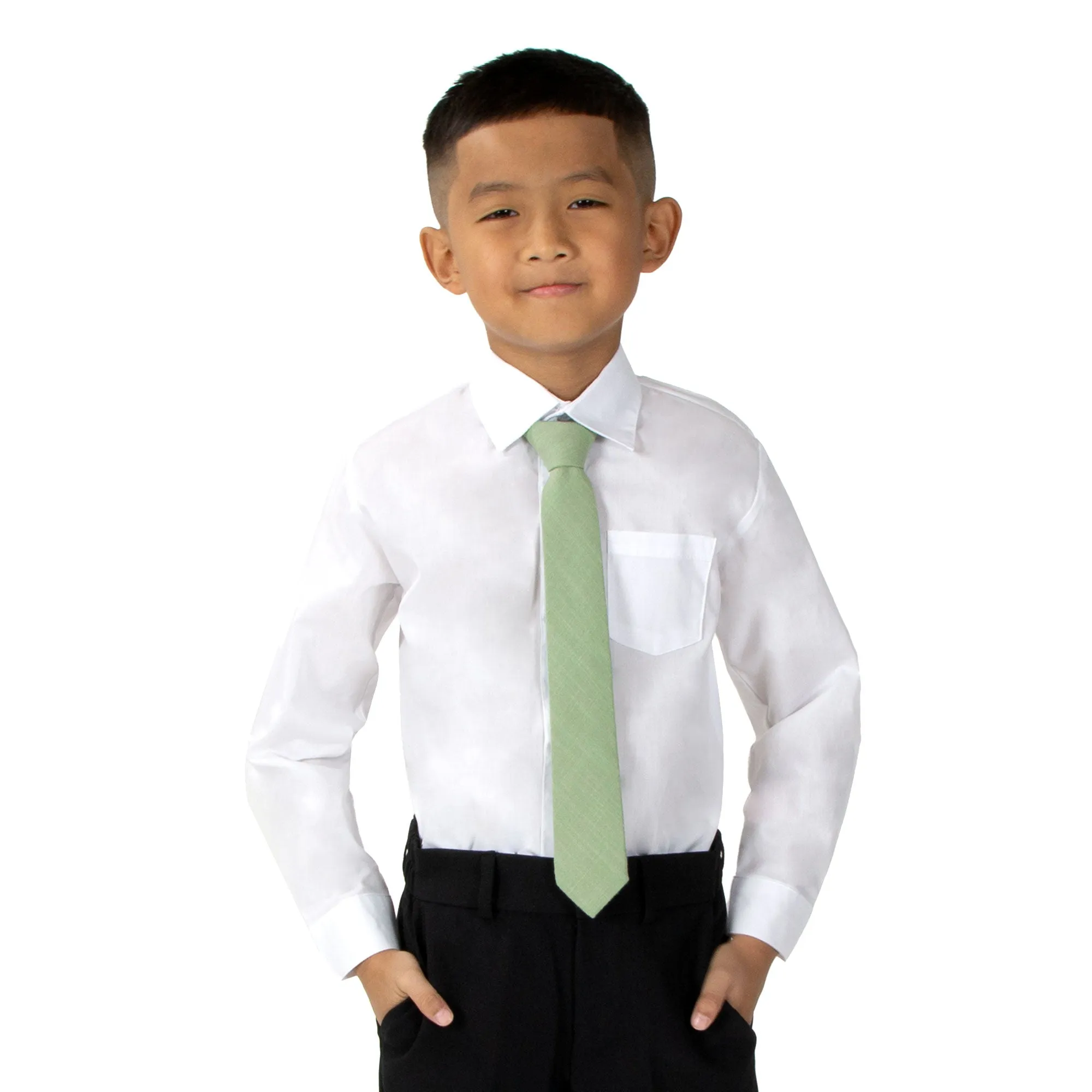 Boys' Linen Blend Zipper Necktie