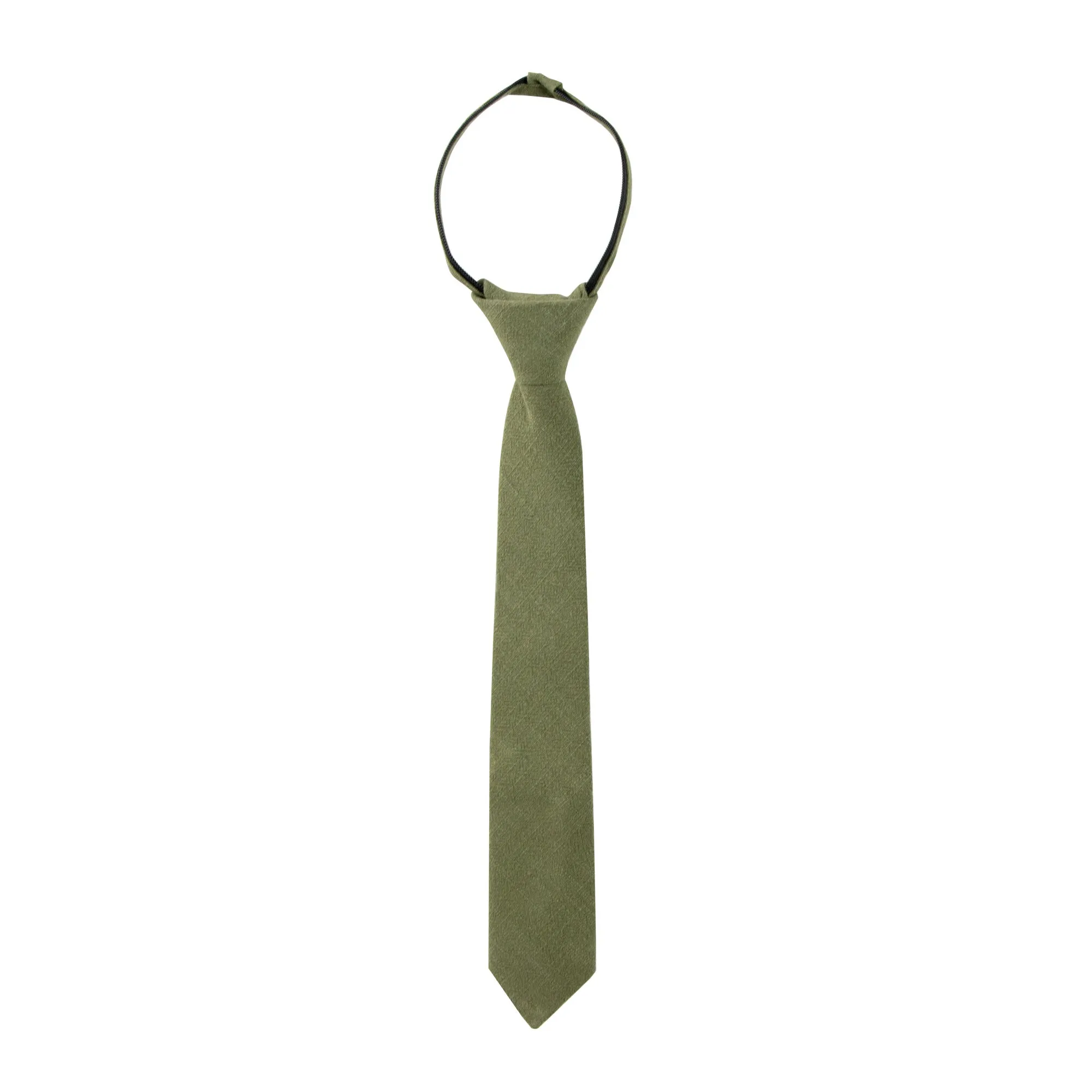 Boys' Linen Blend Zipper Necktie