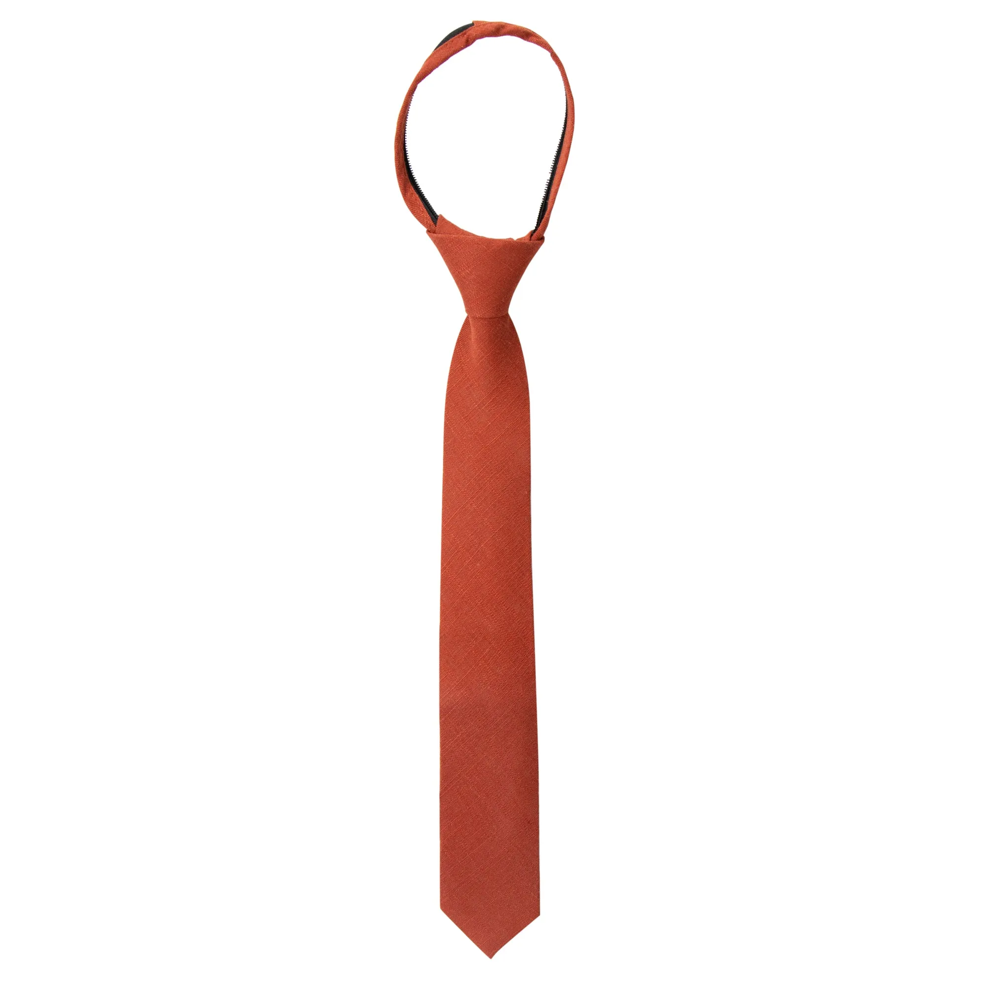 Boys' Linen Blend Zipper Necktie