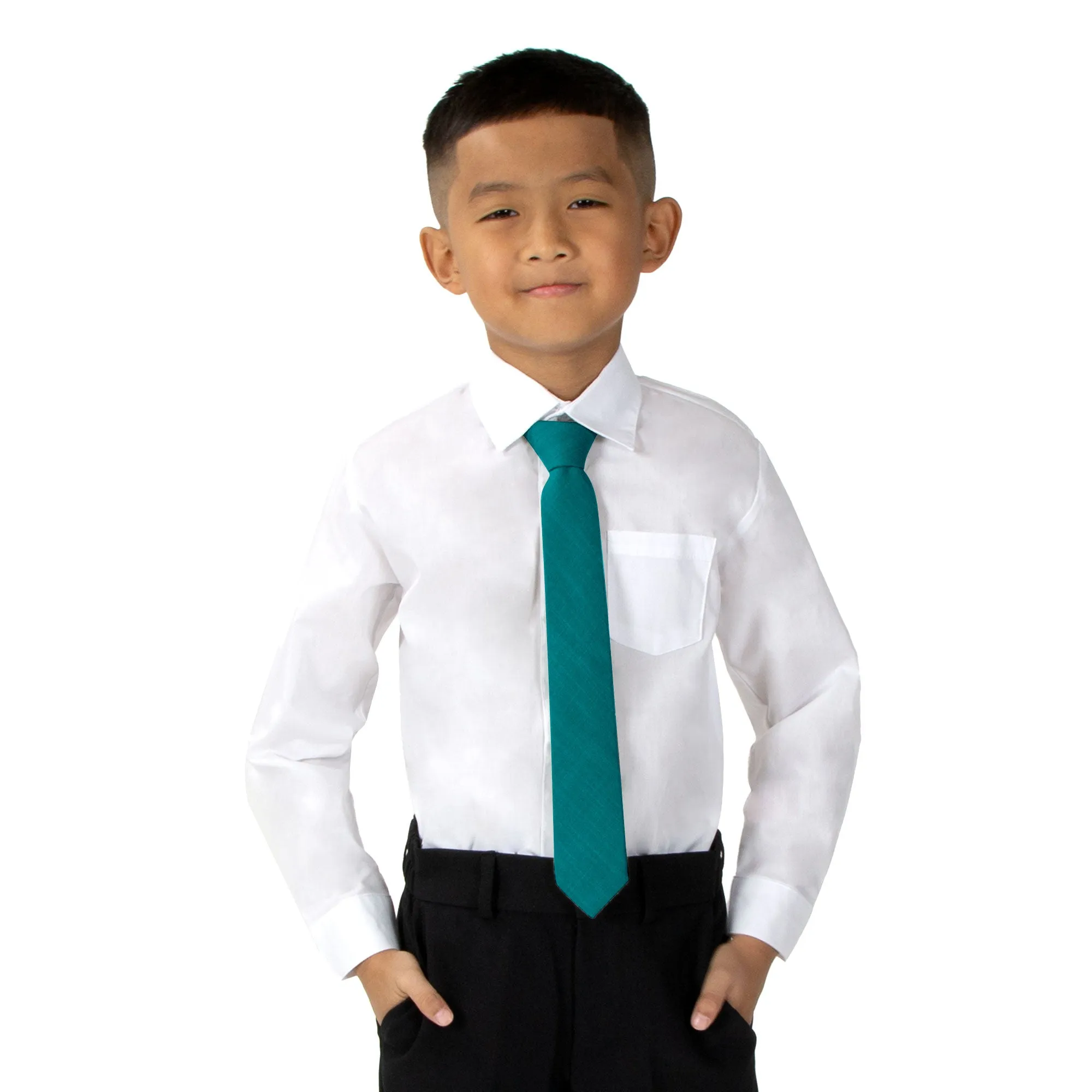 Boys' Linen Blend Zipper Necktie