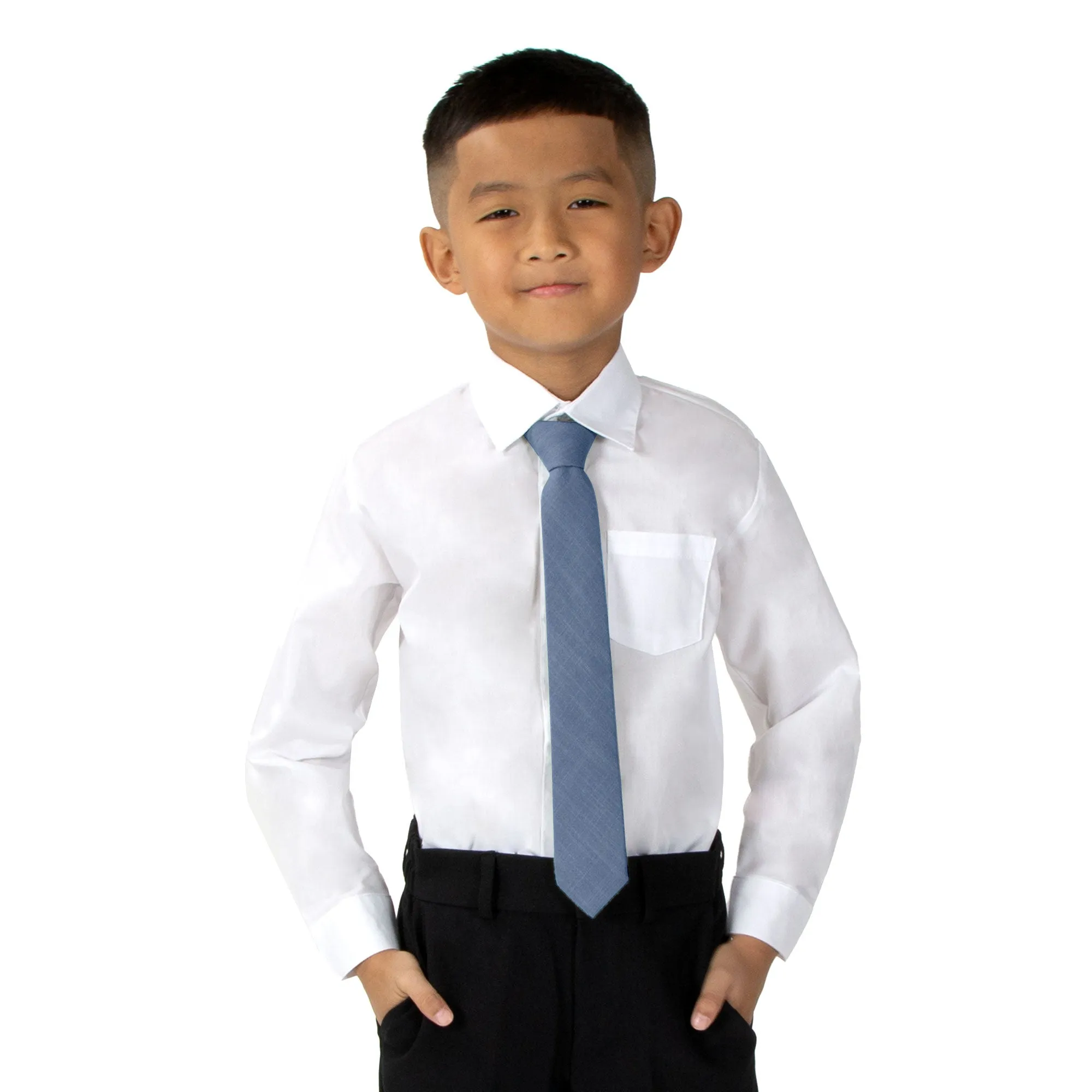 Boys' Linen Blend Zipper Necktie