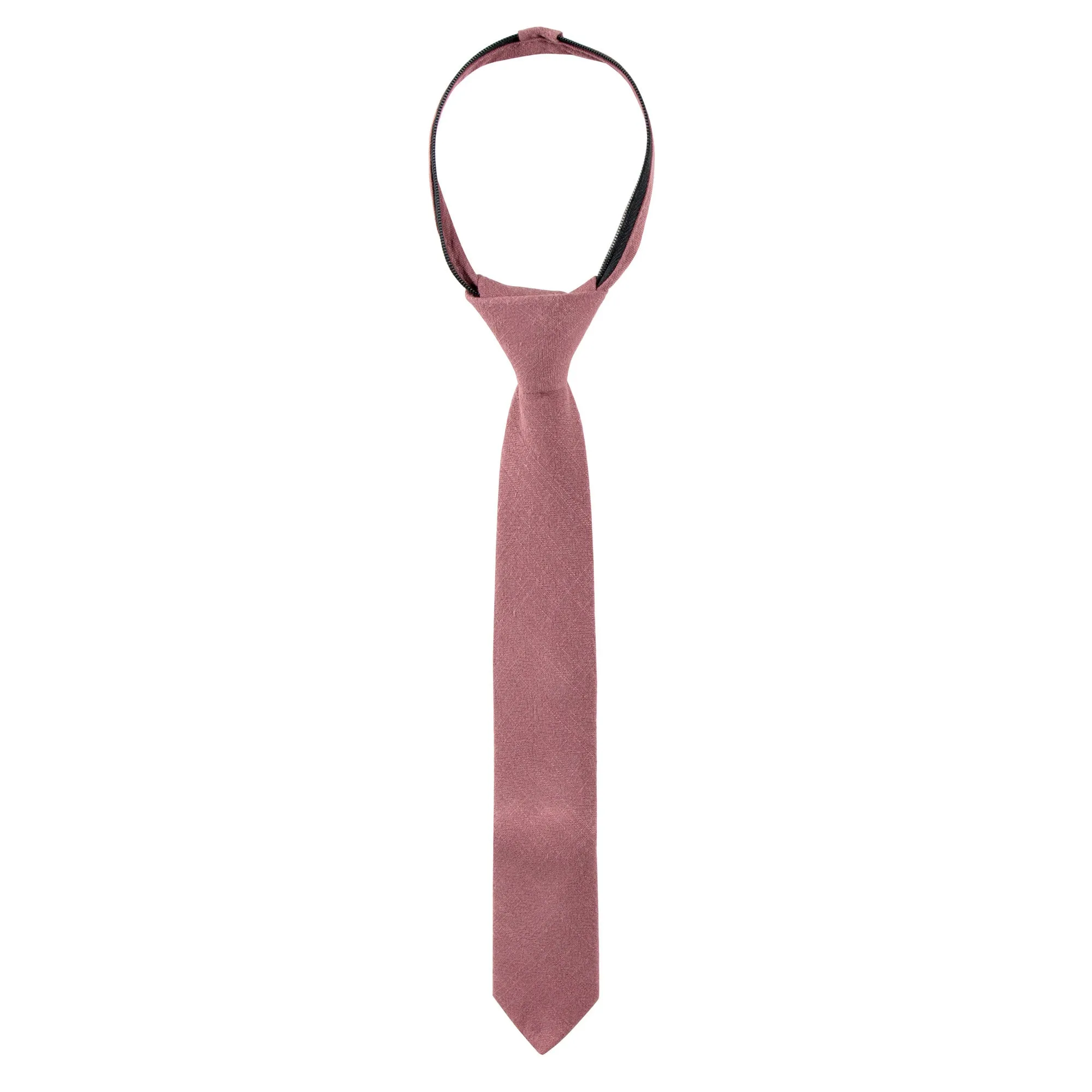 Boys' Linen Blend Zipper Necktie