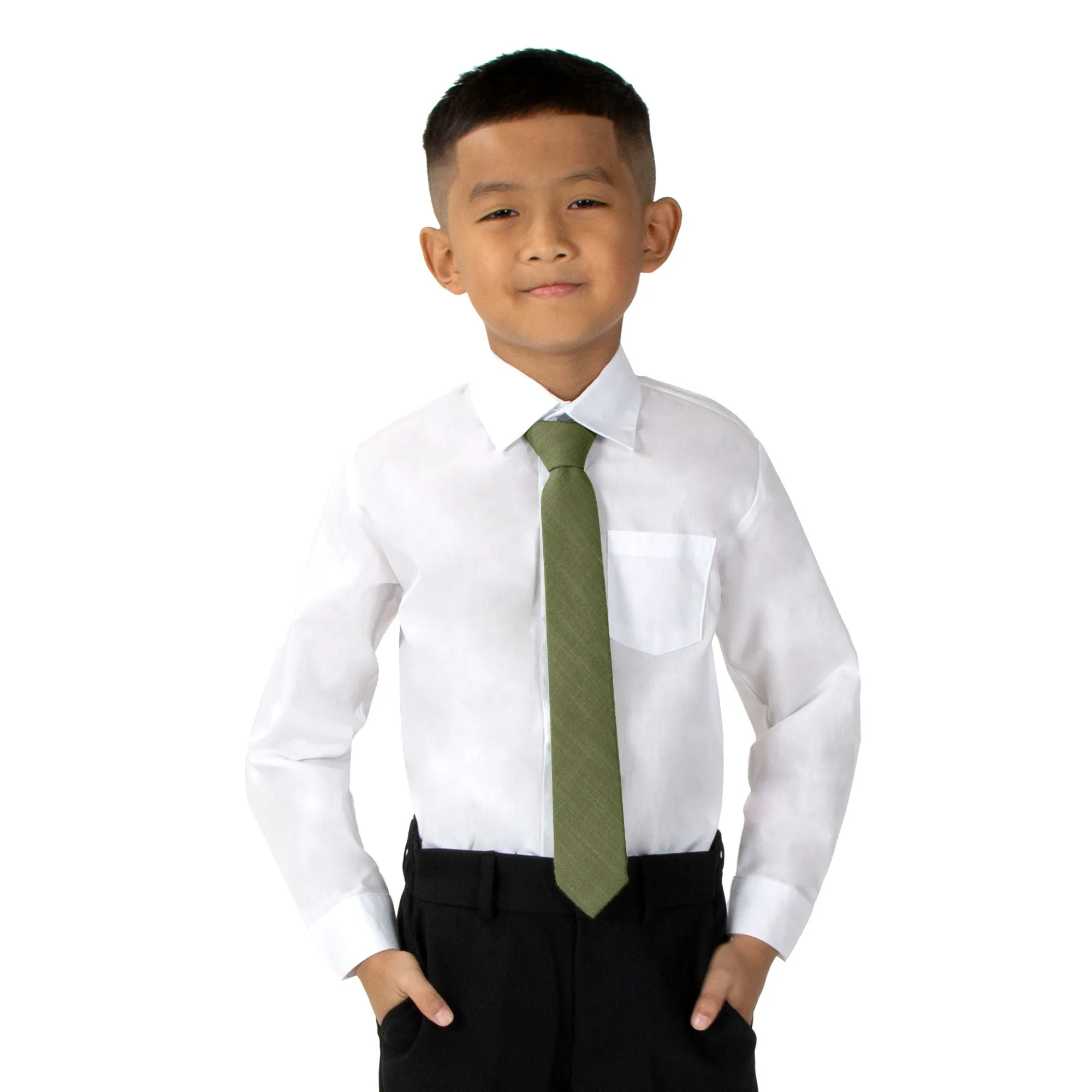 Boys' Linen Blend Zipper Necktie