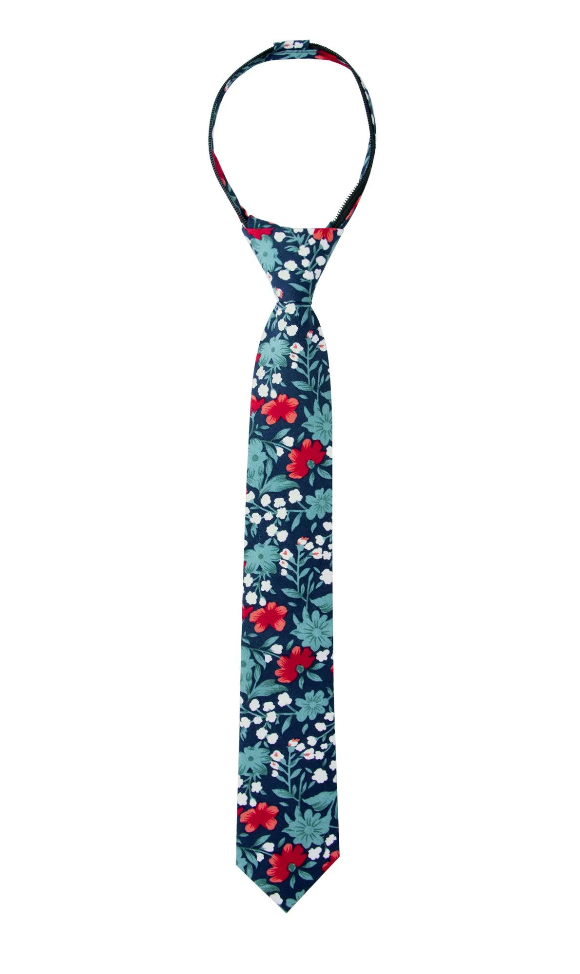 Boys' Lollipop Red Cotton Blend Dress Shirt and Skinny Floral Necktie (Color F42)