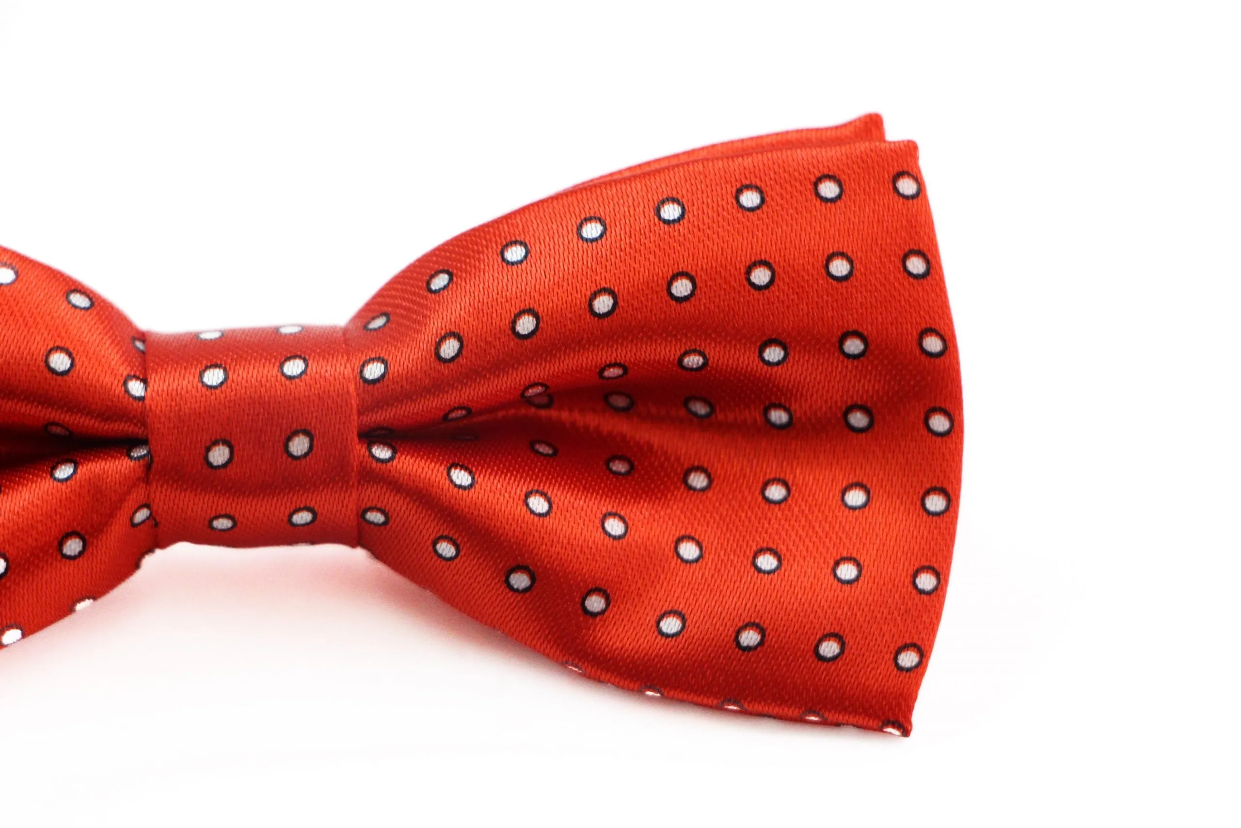 Boys Red With White & Black Dots Patterned Bow Tie