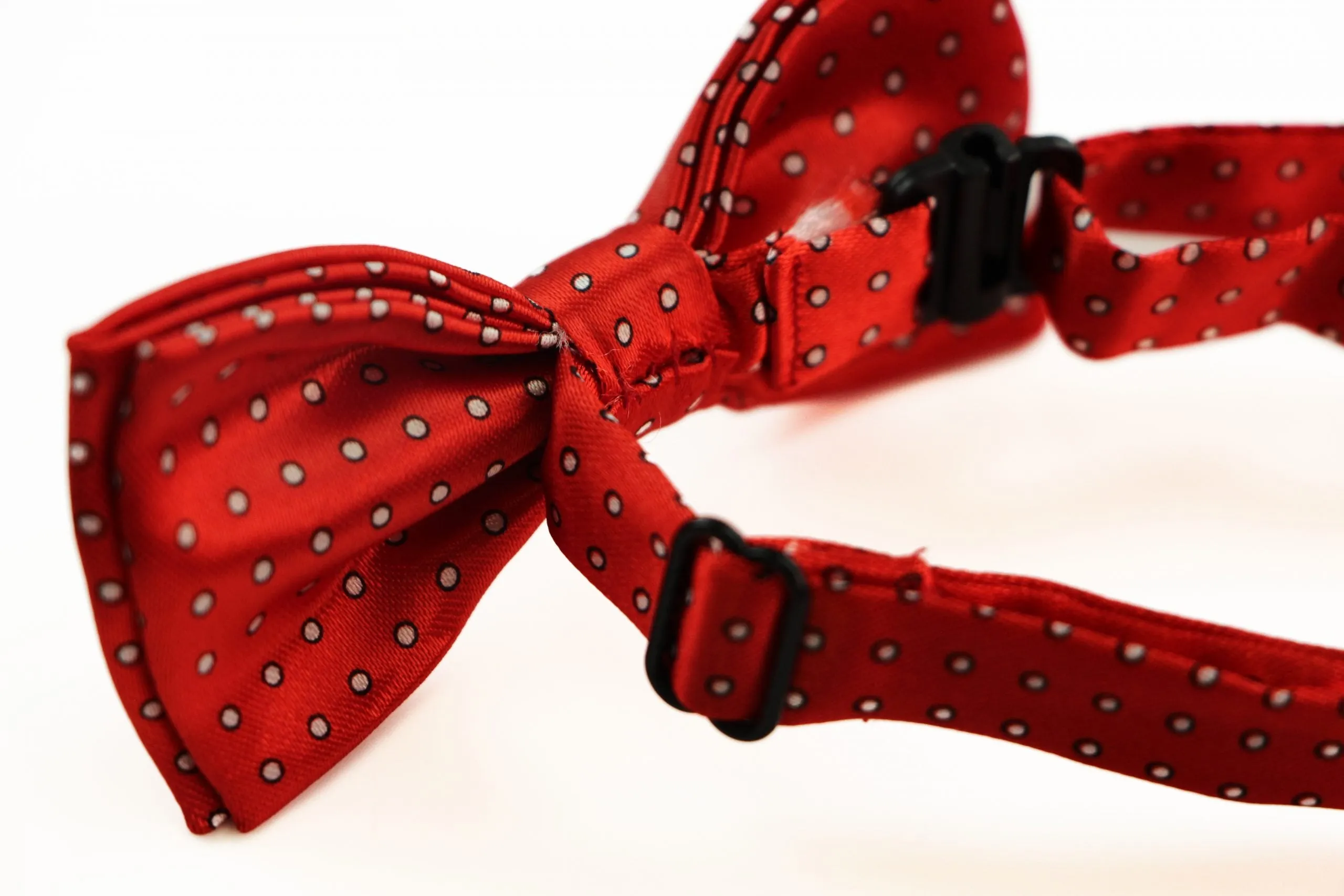 Boys Red With White & Black Dots Patterned Bow Tie